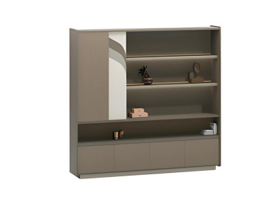 Mūsdienu biroja skapis ar plauktiem un atvilktnēm