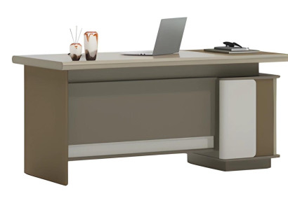 Brūns un pelēks rakstāmgalds ar atvilktnēm un uzglabāšanas vietu Brūns un pelēks rakstāmgalds ar atvilktnēm un uzglabāšanas vietu