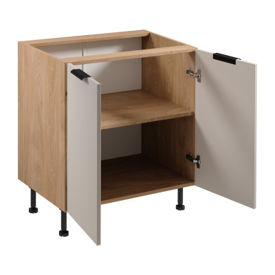 Mobilā virtuvju galda ar divām durvīm zem darba virsmas