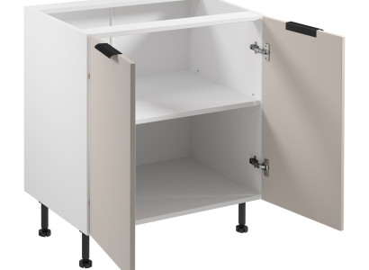 Mūsdienīga virtuve ar divām baltām durvīm