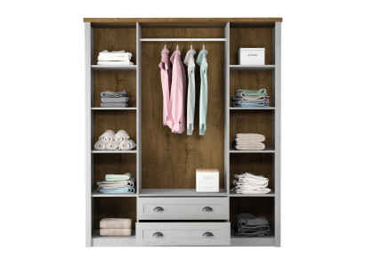 Kangaskaappi ar atvilktnēm un drēbju durvīm Kangaskaappi ar atvilktnēm un drēbju durvīm