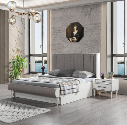 Elegants 3 daļu mēbeļu komplekts ar gultu + 2 naktsgaldiņiem