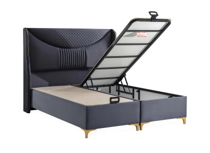 Moderns pelēks gultas komplekts ar matraci