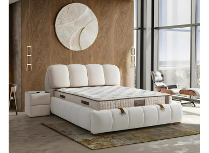 Elegants balts gultas ar modernu matraci