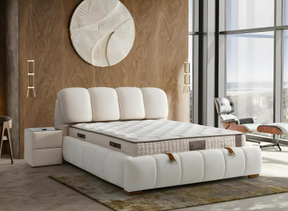 Elegants balts gultas ar modernu matraci Elegants balts gultas ar modernu matraci
