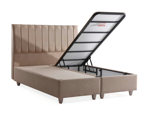 Beige auduma gulta ar elegantu matraci