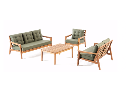 Dārza mēbeļu komplekts, kas pielāgots dabai