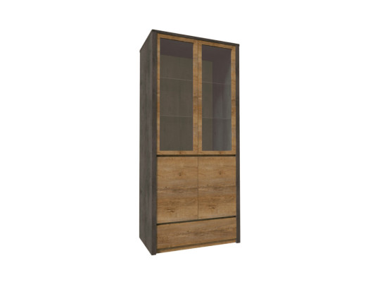 Virtuve ar stikla durvīm un plauktiem