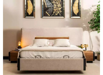 Gulta Mēbeļu dizains Gultas Divguļamā gulta Luksusa guļamistaba Tekstils Koks Jauns