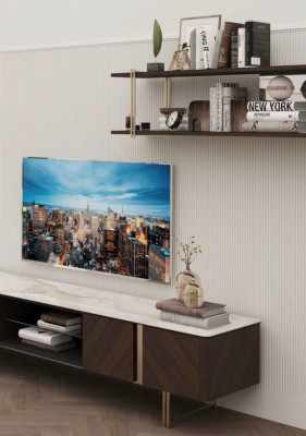 Mūsdienīga dzīvojamā istaba Regāls Skapis Dzīvojamo zonu TV stends Brūns