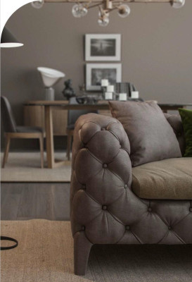Tauper Chesterfield trīsvietīgais Luxus moderns dīvāns stila dzīvojamā istaba mēbeles