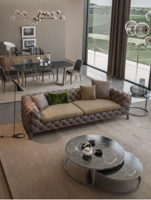 Tauper Chesterfield trīsvietīgais Luxus moderns dīvāns stila dzīvojamā istaba mēbeles