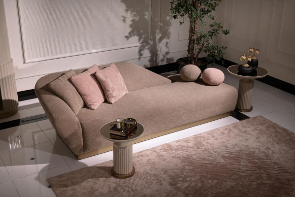 Chaiselongue Grupa Dīvāns Galdiņi Ar Polsterējumu Audums Moderns 3 gabalu komplekts