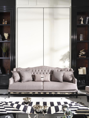 Chesterfield sofa 3 vietu auduma dīvāns pelēks trīssēdvietīgs mīkstais dīvāns audums