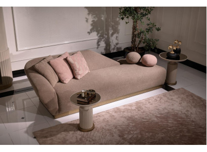 Chaiselongue atpūtas gulta Guļamkrēsls Dīvāns Bezs Moderns Polster audums
