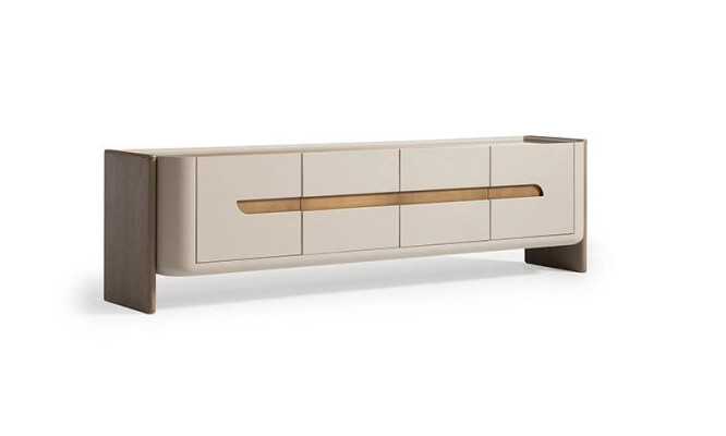 Sideboard RTV Lowboard TV stends Bēša koka dzīvojamās istabas skapis Moderns