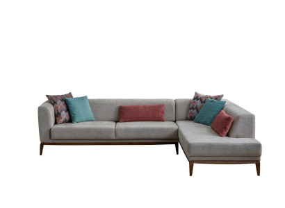 Plecu forma pelēka stūra dīvāns dzīvojamajā istabā, dīvāni no luksusa istabas.deserialize Sofa