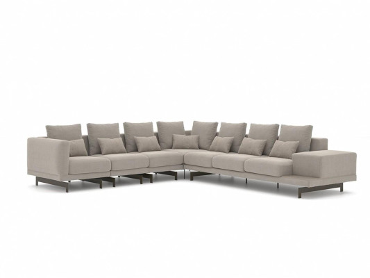 Dizainera dīvāns Dīvānu stūra sofa L-formas auduma polsteris garnitūra dzīvojamais istabas galdiņš