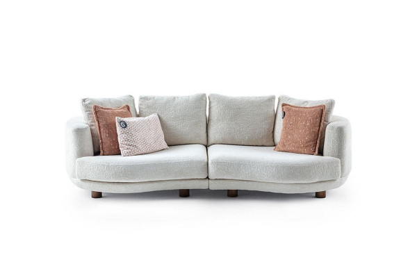 Dizainera modernā dzīvojamo telpu 3-vietīga dīvāns balts vienkrāsainā luksusa stilā auduma dīvāns