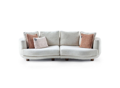 Dizainera modernā dzīvojamo telpu 3-vietīga dīvāns balts vienkrāsainā luksusa stilā auduma dīvāns