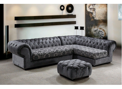 Klasiska "Chesterfield" auduma L-formas dīvāns dzīvojamās telpās stūra dīvāns komplekts