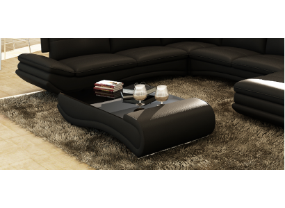 Sofa galds dizains Dzīvojamā istaba Stikls Āda Dīvāns Sofa Galds Kafija Palīgzinātājs