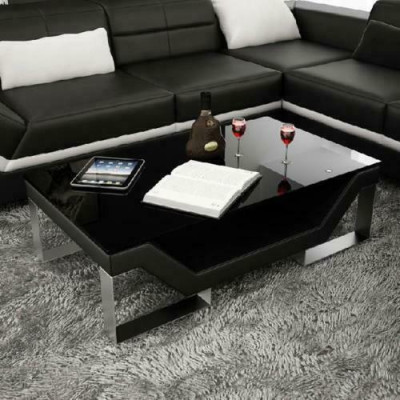 Sofas galds Stikla dizaina galds Dzīvojamā istaba Ādas dīvāns Piedevu dīvāns Kafijas galda