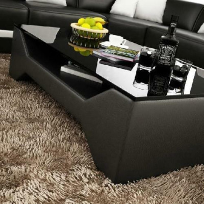 Sofas galds Dizaina galds Dzīvojamā istaba Stikls Āda Sofa Pielikums Kafijas dīvāns