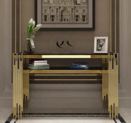 Konsolentāfele marmors dzīvojamajā istabā guļamistabā kosmētikas galdiņš no nerūsējošā tērauda.