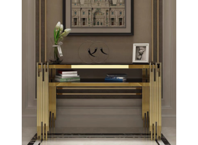 Konsolentāfele marmors dzīvojamajā istabā guļamistabā kosmētikas galdiņš no nerūsējošā tērauda.