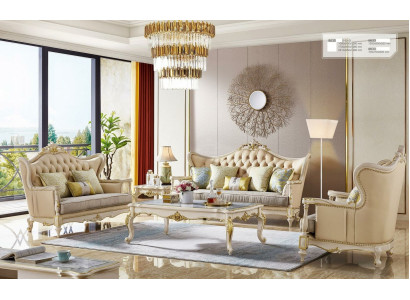 Sofas klājums 3+2+1 vietas komplekts dizaina sofa, polster Couchen, 3 gabalus Koka masīvs