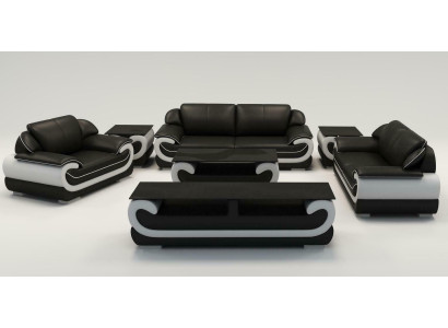 Sofas komplekts Ar klasisku polsterīti, ādas apdari Sēdekļi komplektā 3+2+1 vietu