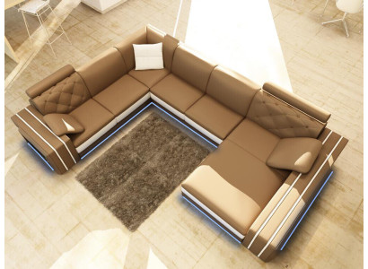 XXL Lielais dzīvojamā istaba Soļa stūra sofa Stūra dīvāns Sēdvietu komplekts Ādas dīvāni