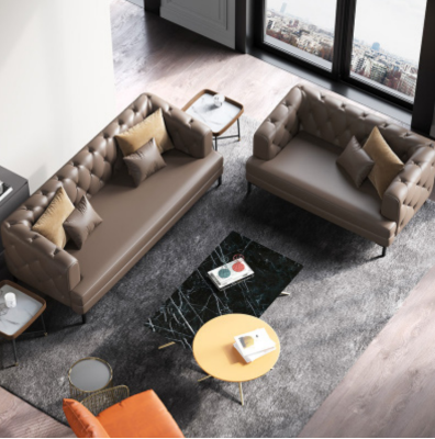 Brūns Chesterfield dīvāngarnitūra 3+2 vietu 2 daļu komplekts dizainera dekora mēbeles.