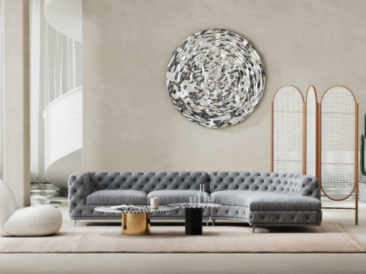 Chesterfield sēdēt dizaina dīvāns siena dīvāns tekstila stūra dīvāns L-formas dzīvojamā zona.
