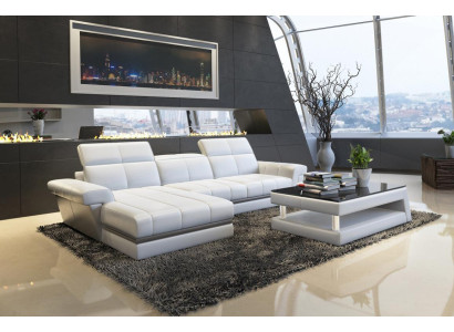 Ādas dīvanu dīvānā ar polsterējumu dizainera ādas dīvāns L formas.