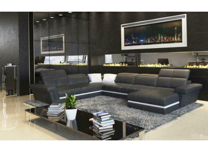 Ādas dīvāns Couch dzīvojamo platību U-forma dizains Modernas dīvāni Couchen