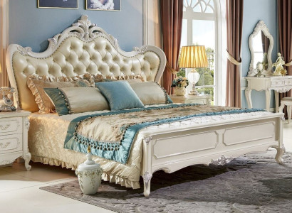 Luksusa gultas viesnīca Karaliskā Chesterfield gulta divvietīga gulta Baroka masīvkoks