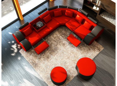 XXL Multifunkcionāls ādas dīvāns Dīvāns Big Sofa Polster Corner Sofa Dekors Moderns