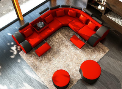 XXL Multifunkcionāls ādas dīvāns Dīvāns Big Sofa Polster Corner Sofa Dekors Moderns