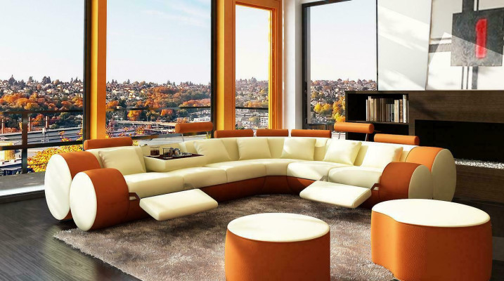 XXL Multifunkcionāls ādas dīvāns Dīvāns Big Sofa Polster Corner Sofa Dekors Moderns