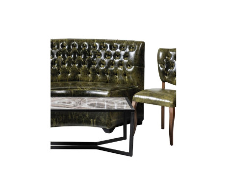 Chesterfield 2 krēsli 2 sēdvietu dīvāns komplektā 4 daļās. Dīvāns, gulta, sols, zaļš.