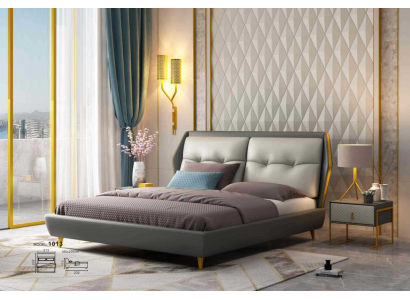 Dizaina ādas gulta Luksus auduma gultas 180x200 Mēbelēm guļamistabai