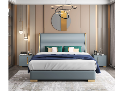 Luksusa guļamistaba dizainera divguļamais gultas pats 150/180x200cm ādas metāls