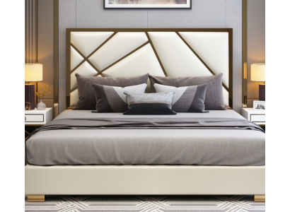 Gulta polster dizains luksusa divguļamie viesnīcas gultas guļamistaba dekors ādas jauns