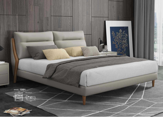 Klasiskie luksusa gultas apģērbi no ādas un tekstila Augstas kvalitātes guļamistabas gultas jaunas