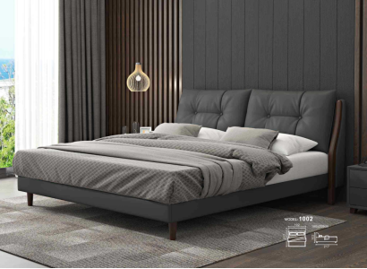 Viesnīcas gultas Luxus dizaina gultas polster koka āda guļamistaba 180x200