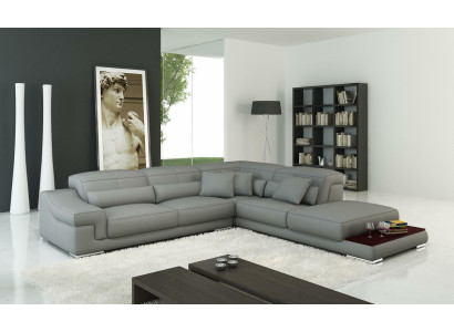 Regulējama ādas sēdekļa polsterēta stūra dīvāns, gultas zona, stūrmodulis.