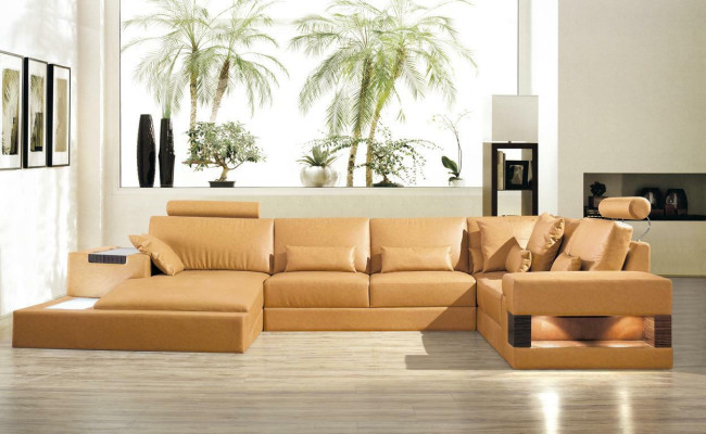 Liela XXL ādas sofa dīvāns gults stūra mīkstajos mēbelēs lounger komplekts U formā grīdas zonā