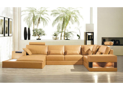 Liela XXL ādas sofa dīvāns gults stūra mīkstajos mēbelēs lounger komplekts U formā grīdas zonā